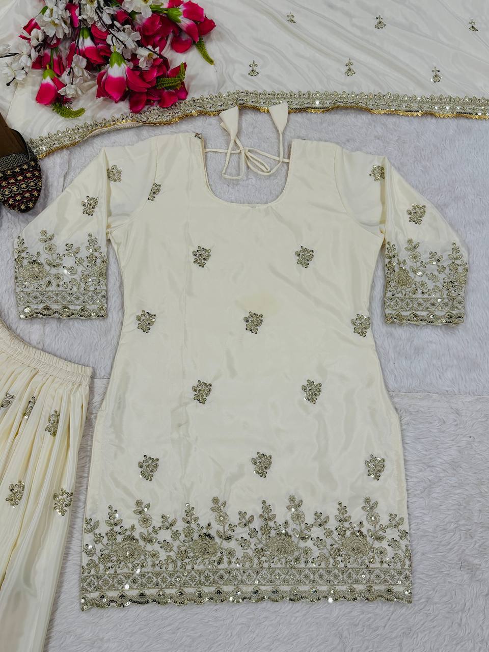 The Cinematic Cream Embellished Suit